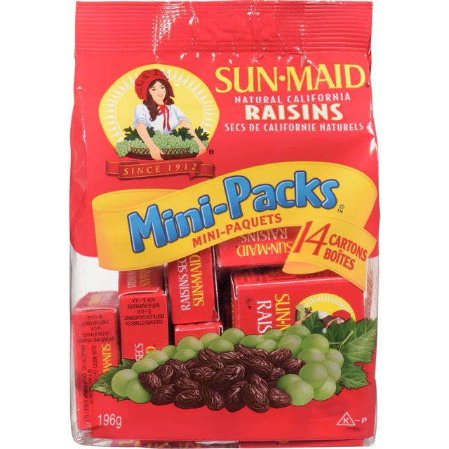 Sunmaid - Mini Raisins Box 14 Pack (12/196gr) - (168x14 g Boxes Per case) - Pantree Food Service