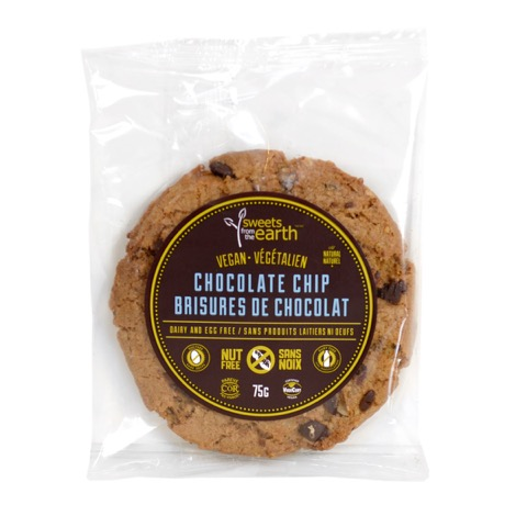 Sweets from the Earth Grab & Go Cookies Chocolate Chip - 2 Week Shelf Life (Non-GMO, Nut Free, Dairy Free, Kosher, Vegan, Toronto Company) (12-75 g (Individually wrapped)) (jit) - Pantree Food Service