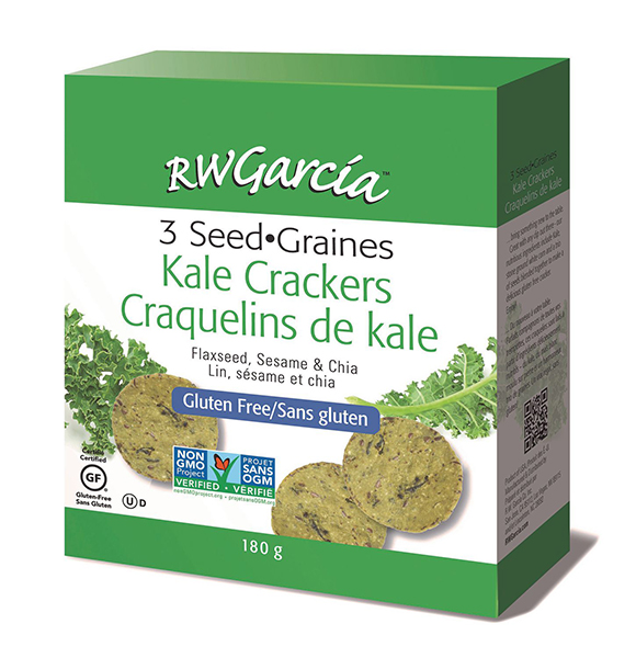 R.W.Garcia 3 Seed Crackers Kale (Gluten Free, Organic, Non-GMO, Kosher) (6-180 g) (jit) - Pantree Food Service
