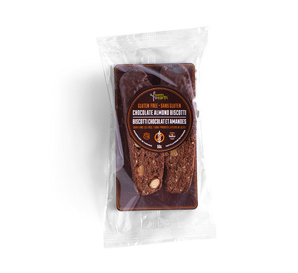 Sweets from the Earth Grab & Go Cookies Chocolate Almond Biscotti - 1 Week Shelf Life (Gluten Free, Non-GMO, Dairy Free, Kosher, Vegan, Toronto Company)	 (12-75 g (Individually Wrapped)) (jit - Pantree Food Service