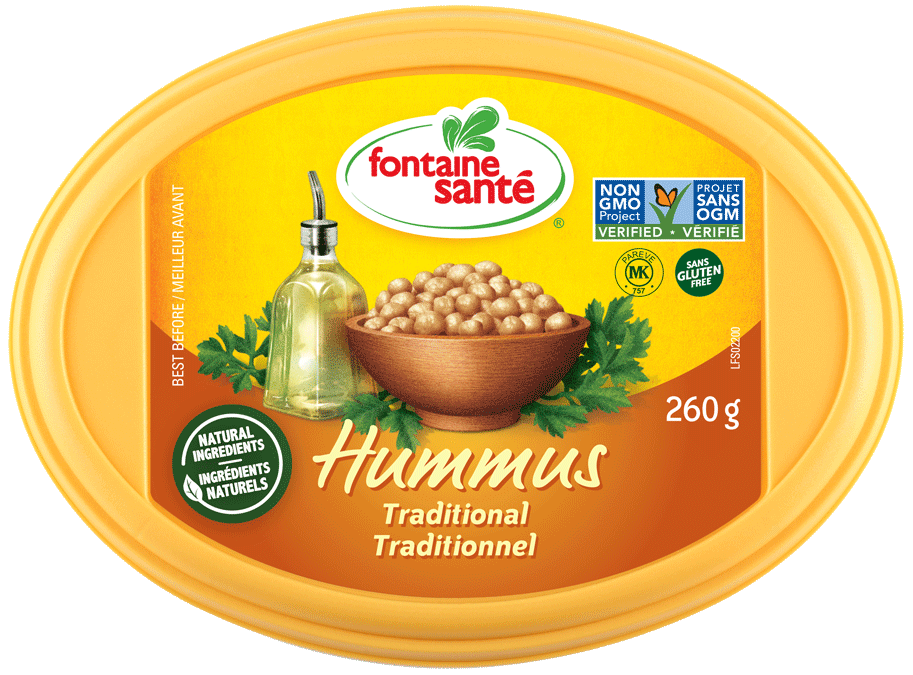 Fontaine SantŽ Hummus Traditional (Refrigerated, Non-GMO, Gluten Free, Kosher, Vegan) (12-260 g) (jit) - Pantree Food Service