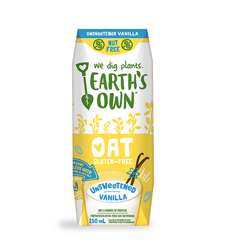 Earth's Own Shelf Stable Oat Milk Unsweetened Vanilla (Gluten Free, Non-GMO, Nut Free, Dairy Free, Soy Free, Vegan) (24-250 mL) (jit) - Pantree Food Service