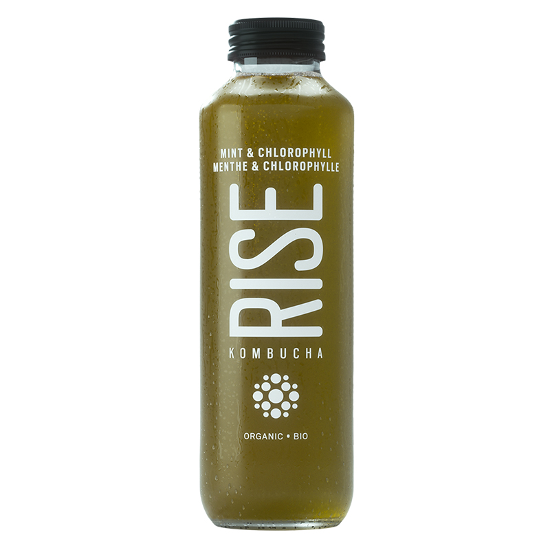 RISE Organic Kombucha Mint Chlorophyll, Green Tea (Refrigerated) (12-414 mL) (jit) - Pantree Food Service