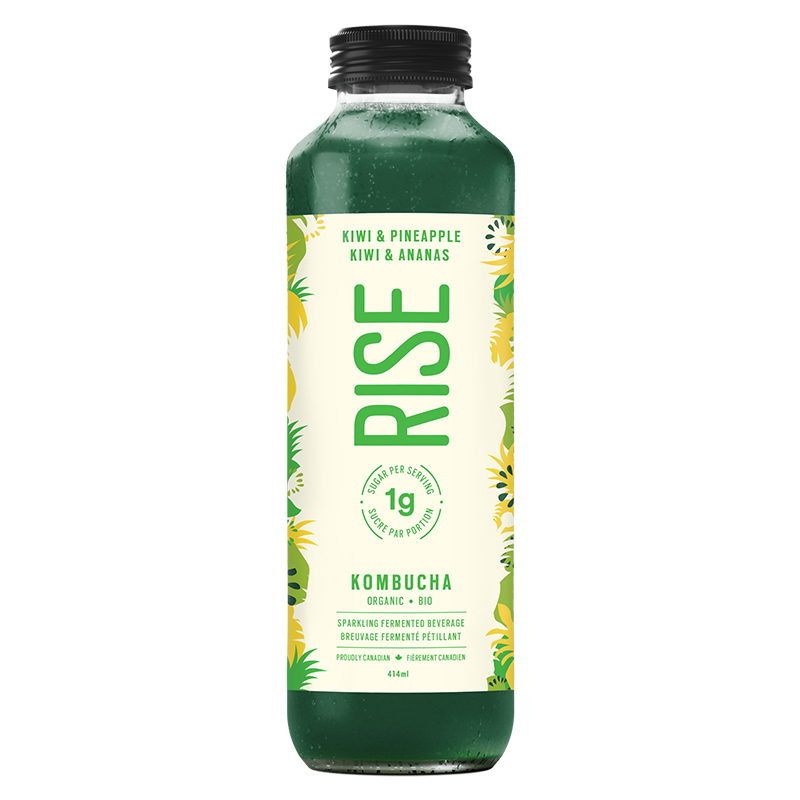 Rise Organic Kombucha Low Sugar Kiwi & Pineapple (Refrigerated) (12-414 mL) (jit) - Pantree Food Service
