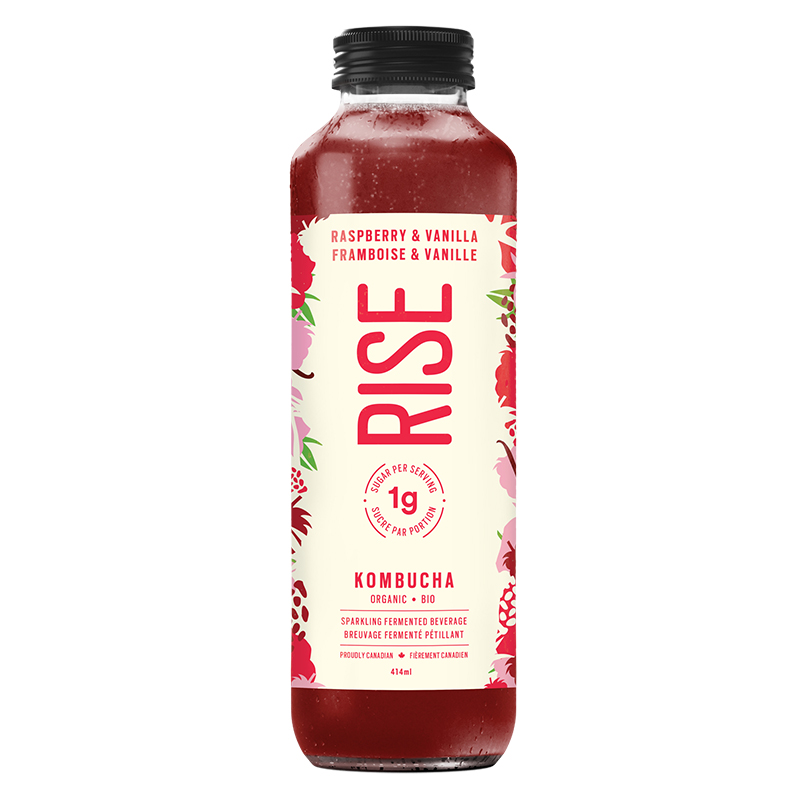 Rise Organic Kombucha Low Sugar Raspberry & Vanilla (Refrigerated) (12-414mL) (jit) - Pantree Food Service