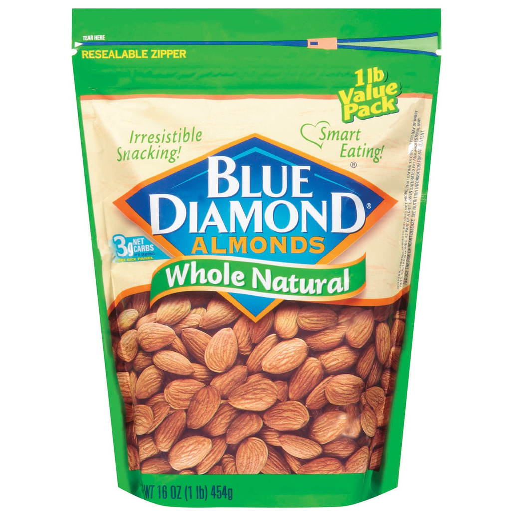 Blue Diamonds  Whole Natural Almonds (6-454 g) (jit) - Pantree Food Service