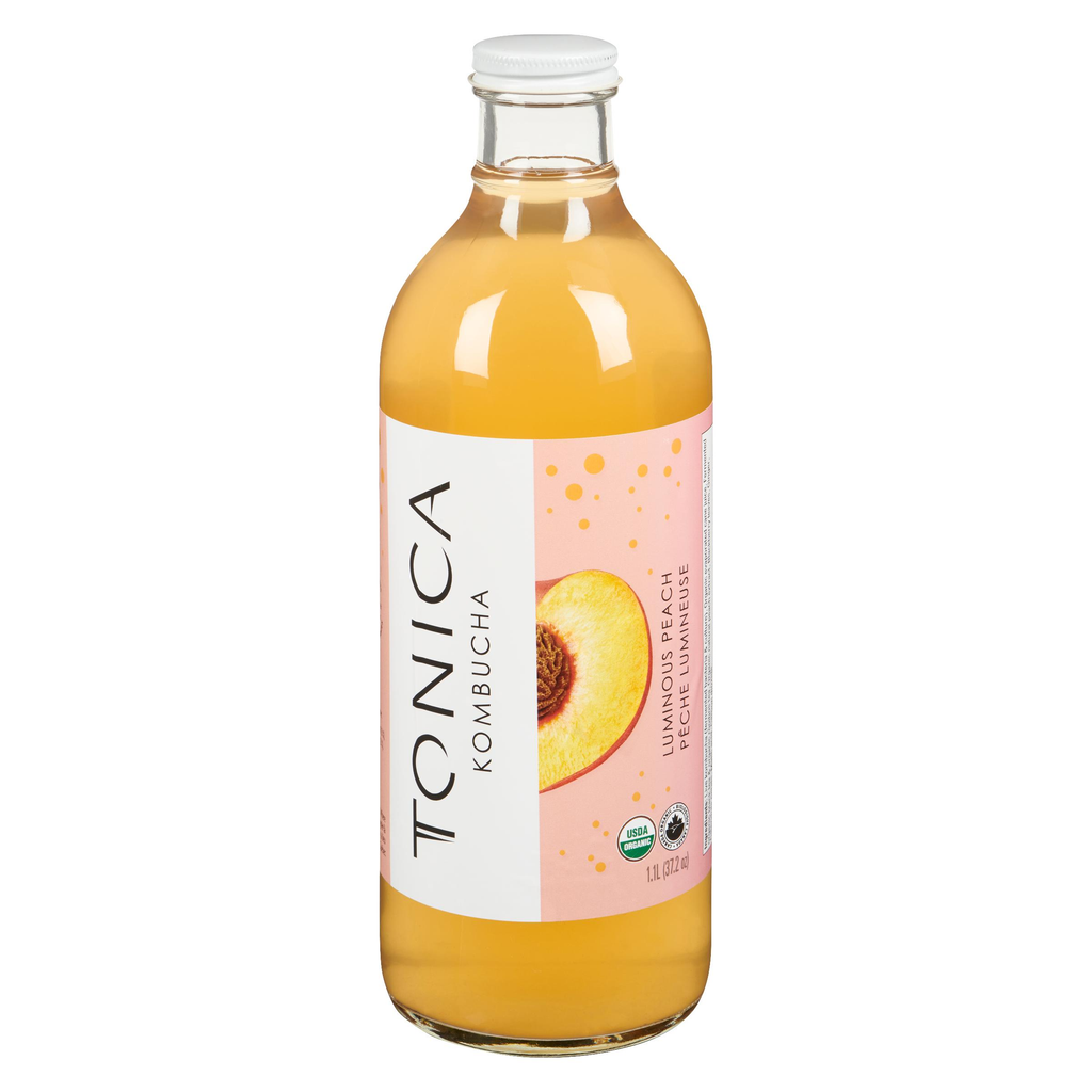 Tonica Raw Organic Peach Kombucha (Refrigerated) (Toronto Company) (6-1.1 L) (jit) - Pantree Food Service