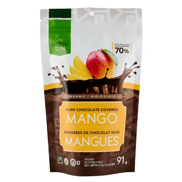 Green Sun Foods - Mango dipped in 70% Dark Chocolate (10x91g) (jit) - Pantree Food Service