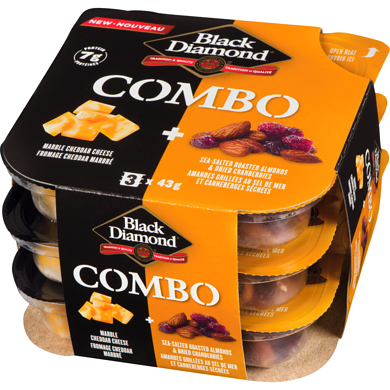 Black Diamond Combo - (85930) Marble Cheese, Sea-Salt Roasted Almonds & Dried Cranberries (12x43g) - Pantree Food Service