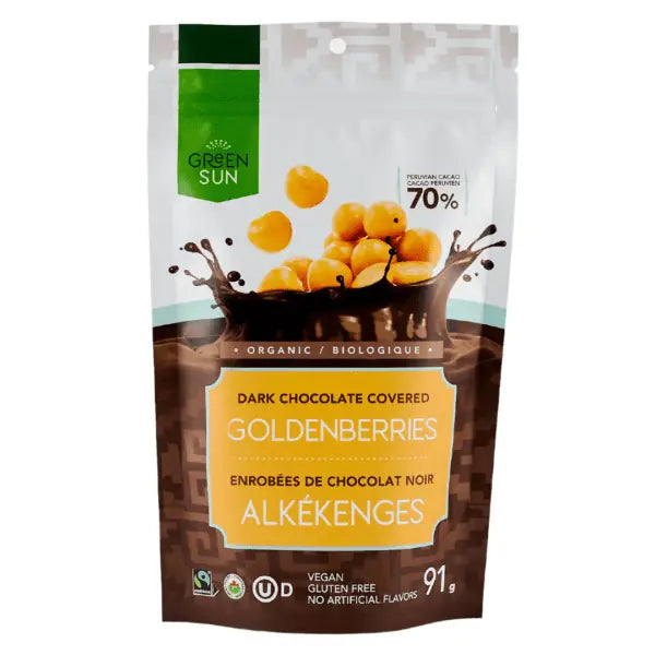 Green Sun Foods - Goldenberries dipped in 70% Dark Chocolate (10x91g) (jit) - Pantree Food Service