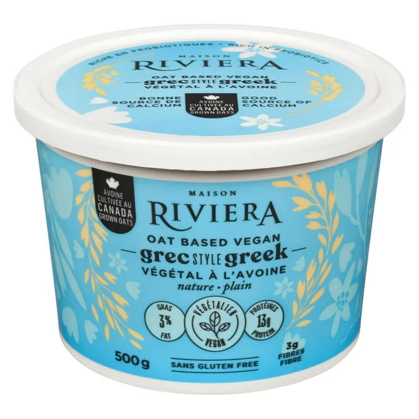 Riviera Oat Based Greek Style Plain Yogurt (6x500g) (jit) - Pantree Food Service