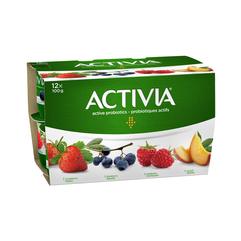Danone Activia Raspberry Strawberry Blueberry Peach Yogurt (12 pk (100 g)) (jit) - Pantree Food Service