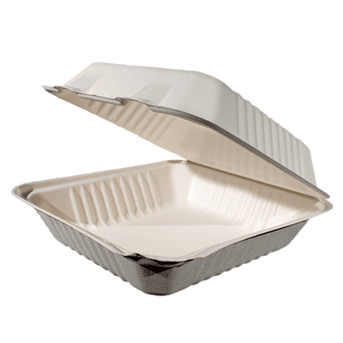 Bagasse 8"x8"x3" - Single Compartment (200 Per Carton)(JIT) - Pantree Food Service