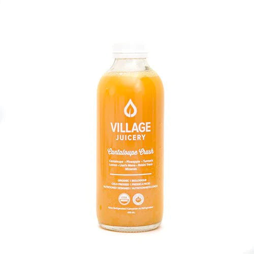 Village Juicery Cold Pressed Juice Cantaloupe Crush 5 Day Shelf Life (Refrigerated, Organic, Non-GMO, Raw) - 410mL (jit) - Pantree Food Service