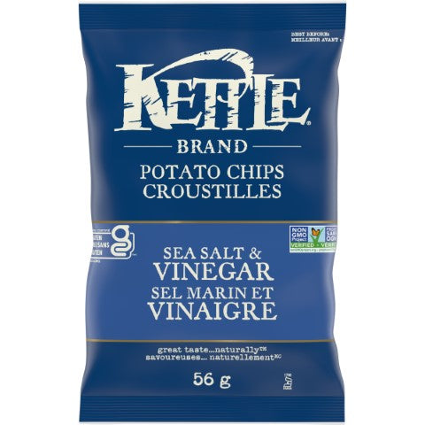 Kettle Chips Sea Salt & Vinegar (Gluten Free, Non-GMO) (24-56 g) (jit) - Pantree Food Service
