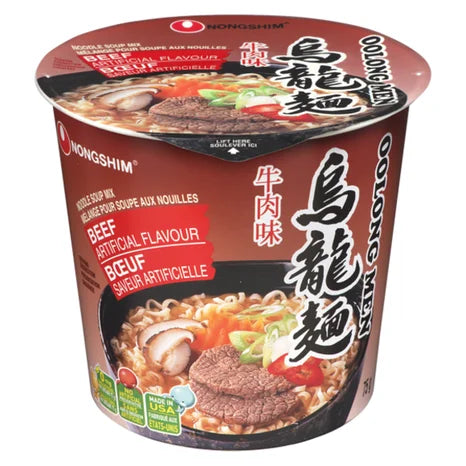 NongShim Oolongmen Cup Beef Noodle Soup (6-75g) (jit) - Pantree Food Service