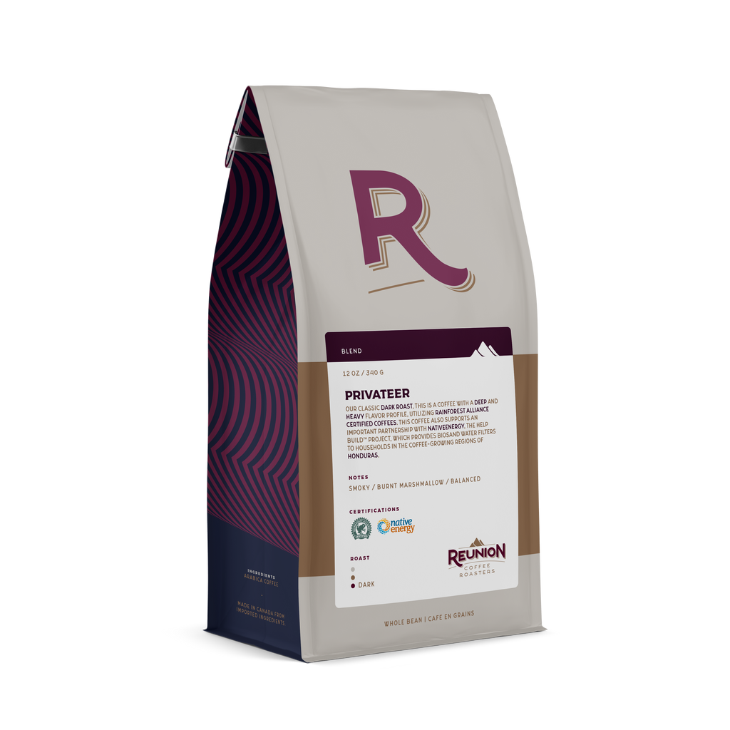 Reunion Island - Whole Bean - Organic - Privateer Dark (12oz) - Pantree Food Service