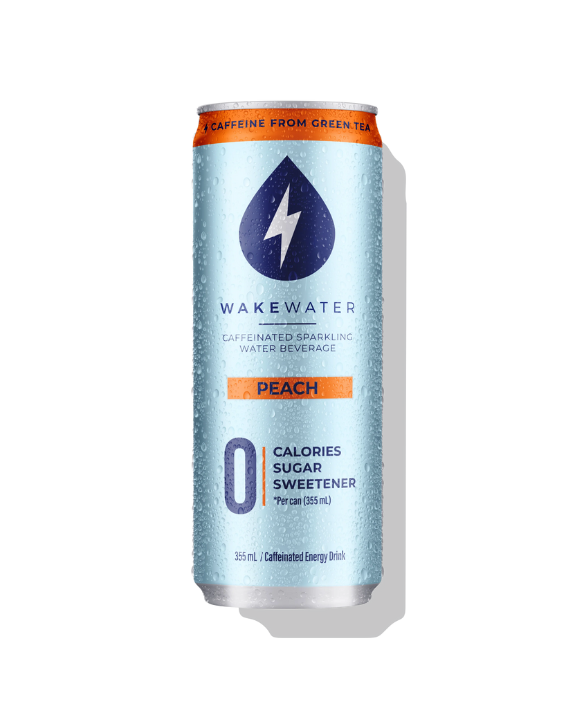WakeWater - Caffeinated Sparkling Water - Peach (12x355ml) - Pantree Food Service