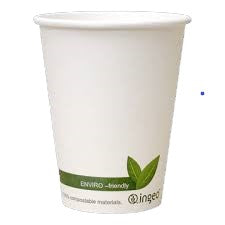 8 oz White Cupplus Eco Coffee Cups (1000 Per Case) - Compostable (Use 10 to 20 oz Lid) - Pantree Food Service