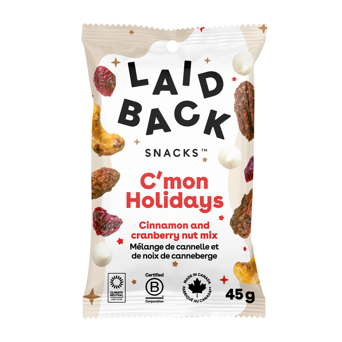 Laid Back Snacks - C'mon Holidays (Case: 20x45g) – Pantree Food Service