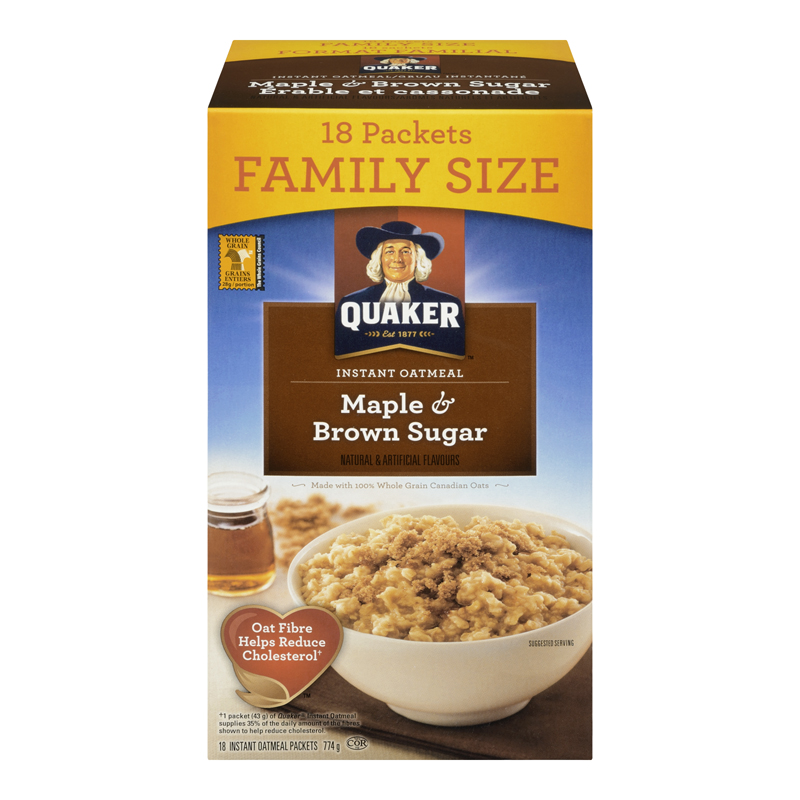 Quaker Maple & Brown Sugar Oatmeal (8-774 g (144 Packs)) (jit) - Pantree Food Service