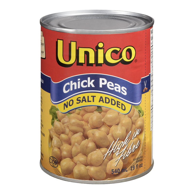 Unico Chick Peas - No Salt Added (24-540 mL) (jit) - Pantree Food Service