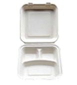 Ecoplastech 9" Bagasse 3 Compartment Clamshell (DN406) (200 Per Case)(BG00993) - Pantree Food Service