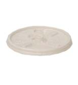 16 - 32 Oz Ecotainer/ White Paper Bowl White Flat Vented Lids (LFRFH32) (Not Compostable) (500 Per Case) - Pantree Food Service