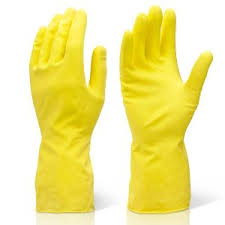 Yellow Rubber Latex  Medium Gloves  (12 per Pack) (jit) - Pantree Food Service