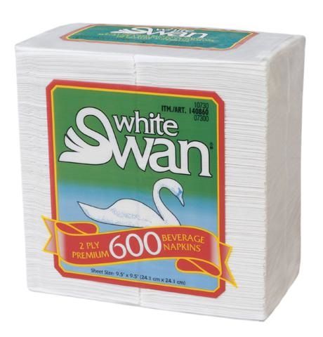 White Swan 2 Ply White Beverage Napkin (3600 Napkins Per Case) - Pantree Food Service