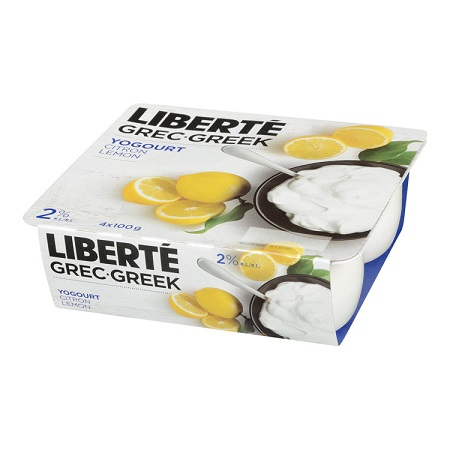 Liberte Greek Yogurt 2% Lemon (24-100 g) (jit) - Pantree Food Service