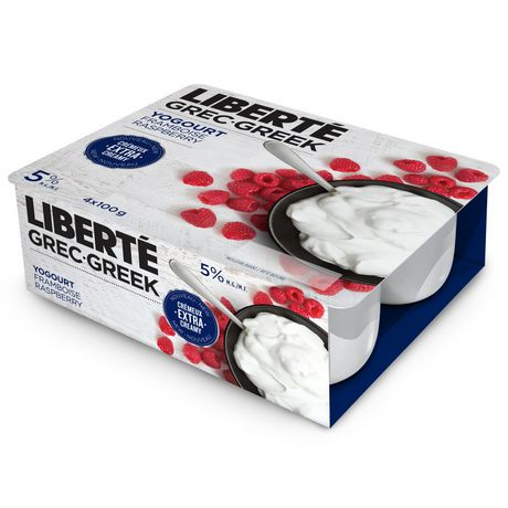 Liberte Greek Yogurt Extra Creamy 5% Raspberry (24-100 g) (jit) - Pantree Food Service