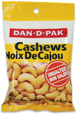 Dan-D Pak Cashews Roasted No Salt (Kosher) (12-92 g) - Pantree Food Service