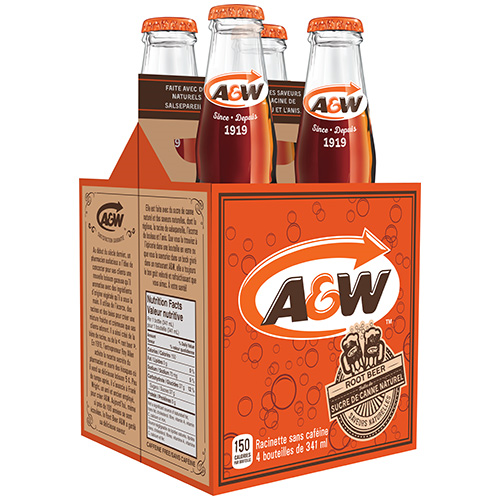 A&W Rootbeer Glass Bottles  (24 - 341 ml) - Pantree Food Service