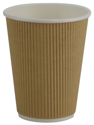 Pronto 12oz Kraft Hot Ripple Paper Cup (500 Per Case) (jit) - Pantree Food Service
