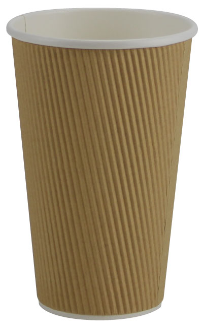 Pronto 16oz Kraft Hot Ripple Paper Cup (500 Per Case) (jit) - Pantree Food Service