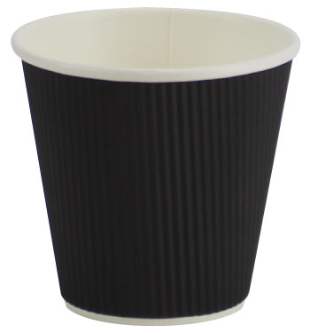Pronto 8oz Black Hot Ripple Paper Cup Squat (500 Per Case) (jit) - Pantree Food Service