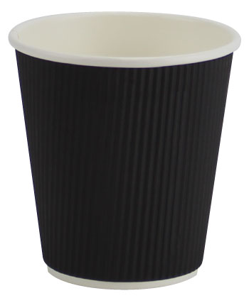 Pronto 10oz Black Hot Ripple Paper Cup (500 Per Case) (jit) - Pantree Food Service