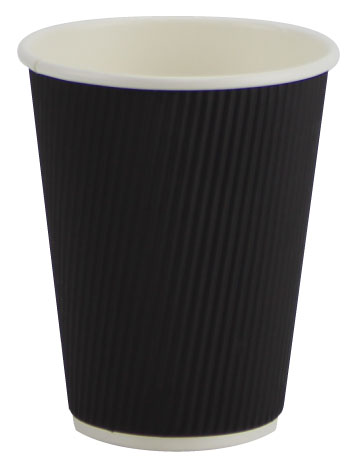 Pronto 12oz Black Hot Ripple Paper Cup (500 Per Case) (jit) - Pantree Food Service