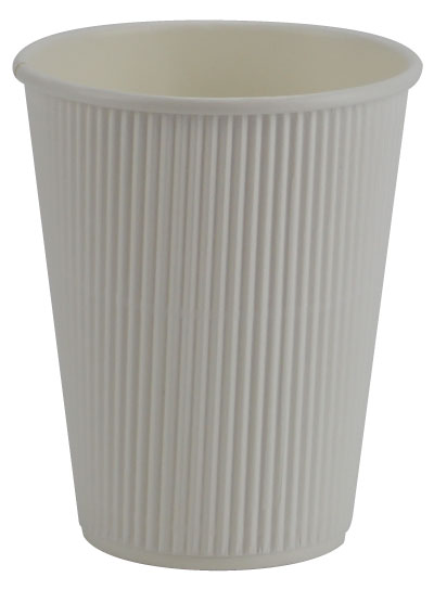 Pronto 12oz White Hot Ripple Paper Cup (500 Per Case) (jit) - Pantree Food Service