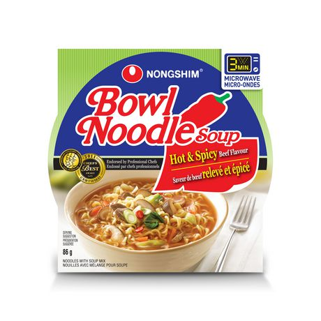 Nongshim Hot & Spicy Noodle Soup Bowl ( 12-86 g) (jit) - Pantree Food Service