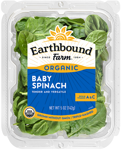 Earthbound Farm Organic Baby Spinach - Case (8-142 g Packs) (jit) - Pantree Food Service