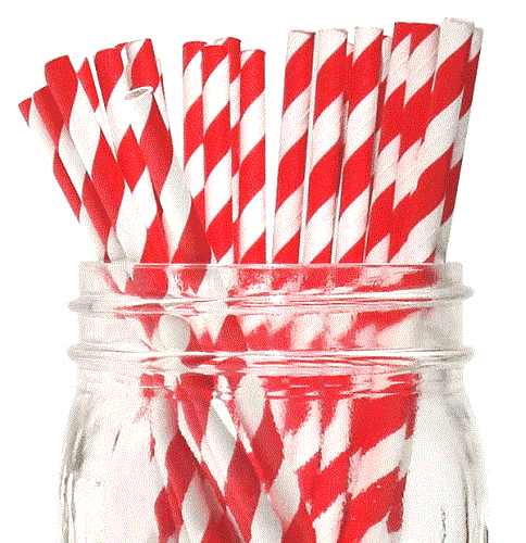 Paper Straws 8" Milkshake Wrapped Red Stripe (250 ea) (jit) - Pantree Food Service