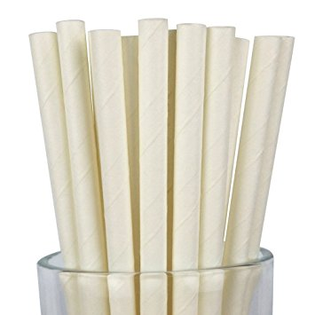 Paper Straws 8" Milkshake Wrapped White (250 ea) - Pantree Food Service