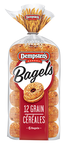 Dempster's Bagels Whole Grains 12 Grain (1-450g (6 Bagels)) - Pantree Food Service