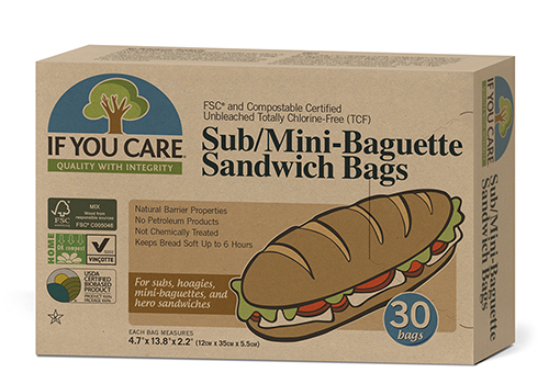 If You Care Sub/Mini Baguette Sandwich Bag (FSC Certified, All Natural) (12-30 ea) (jit) - Pantree Food Service