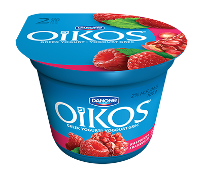 Danone Oikos Greek Yogurt Raspberry Pom 2% (4-100 g) (jit) - Pantree Food Service