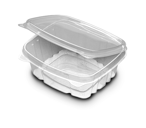 Container Plastic Hinged 12oz Clear Flat Lid (5.4 x 4.9 x 1.8") (240 Per Case) (jit) - Pantree Food Service