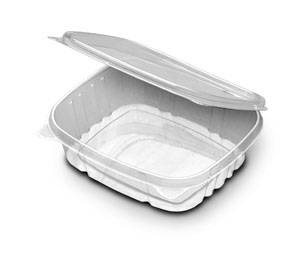 Container Plastic Hinged 24oz Clear Flat Lid (7.1 x 6.8 x 1.9") (200 Per Case) (jit) - Pantree Food Service