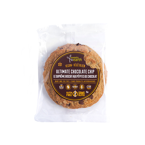 Sweets from the Earth Grab & Go Cookies Ultimate Chocolate Chip - 1 Week Shelf Life (Gluten Free, Non-GMO, Dairy Free, Kosher, Vegan, Toronto Company) (12-75 g (Individually Wrapped)) (jit) - Pantree Food Service